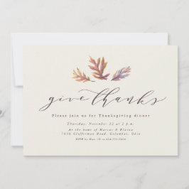 Geef bedankt eenvoudige elegante bladeren Thanksgi Kaart