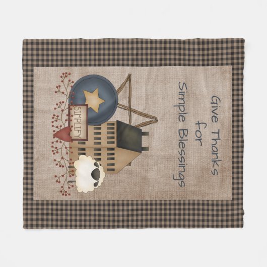 Geef Bedankt eenvoudige zegeltjes - primitief land Fleece Deken (Voorkant (Horizontaal))