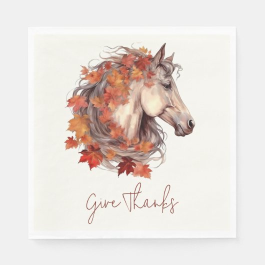 Geef Bedankt Elegant Horse Equestrian Thanksgiving Servet (Voorkant)