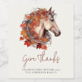 Geef Bedankt Elegant Horse Equestrian Thanksgiving Wijn Etiket (Enkel label)