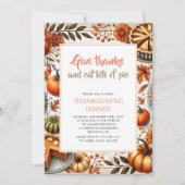 Geef bedankt en eet taart Thanksgiving Diner Kaart (Voorkant)