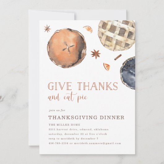 Geef Bedankt en eet Thanksgiving eten Kaart (Voorkant)