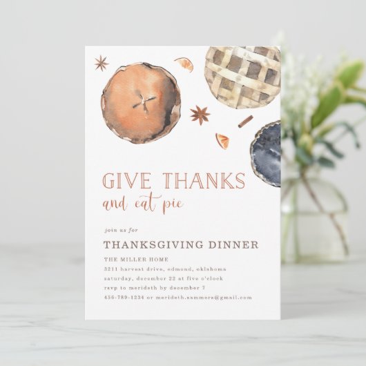 Geef Bedankt en eet Thanksgiving eten Kaart (Staand voorkant)