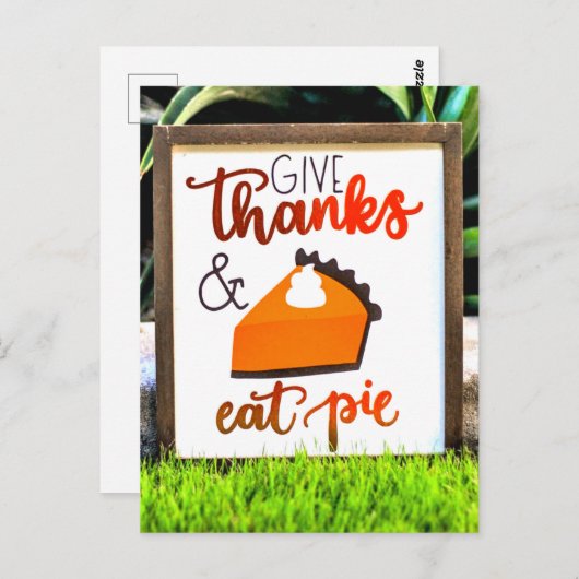 Geef Bedankt en eet Thanksgiving uit Briefkaart (Voorkant / Achterkant)