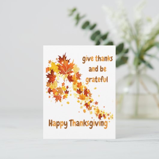 Geef Bedankt en wees dankbaar Feestdagenkaart (Staand voorkant)