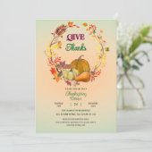 Geef Bedankt Fall Bladeren Krans Thanksgiving Dine Kaart (Staand voorkant)