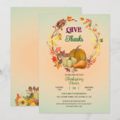 Geef Bedankt Fall Bladeren Krans Thanksgiving Dine Kaart (Voorkant / Achterkant)