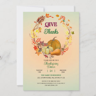 Geef Bedankt Fall Bladeren Krans Thanksgiving Dine Kaart