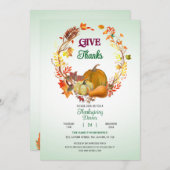 Geef Bedankt Fall Bladeren Krans Thanksgiving Dine Kaart (Voorkant / Achterkant)