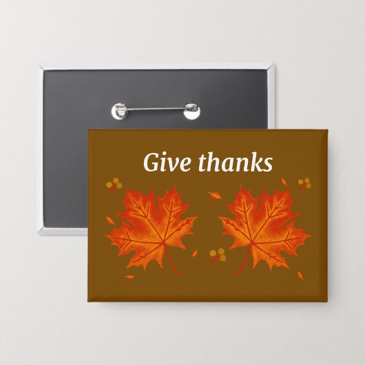 Geef Bedankt Fall Leaves Button - Herfstdankbaarhe (Voorkant / Achterkant)