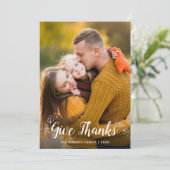 GEEF BEDANKT | Familie Thanksgiving fotokaart Feestdagenkaart (Staand voorkant)