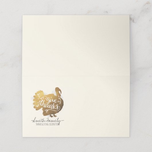 Geef Bedankt | Familie Thanksgiving vieren Plaatskaartje (Buitenkant ongevouwen)
