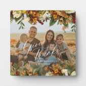 Geef bedankt familiefoto moderne Thanksgiving Fotoplaat (Voorkant)