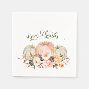 Geef Bedankt Floral Pumpkin Paper Napkins Servet