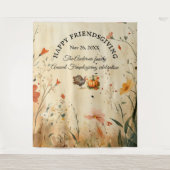 Geef Bedankt Friendsgiving Party Afbeelding Achter Wandkleed (Voorkant)