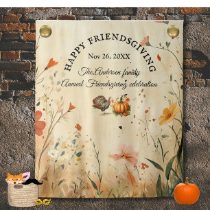 Geef Bedankt Friendsgiving Party Afbeelding Achter Wandkleed