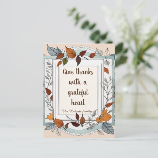 Geef bedankt. Gepersonaliseerd, Thanksgiving Feestdagenkaart (Staand voorkant)