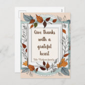 Geef bedankt. Gepersonaliseerd, Thanksgiving Feestdagenkaart (Voorkant / Achterkant)