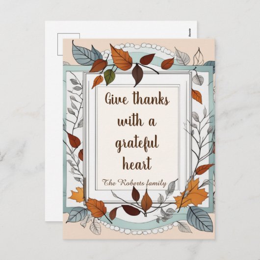 Geef bedankt. Gepersonaliseerd, Thanksgiving Feestdagenkaart (Voorkant / Achterkant)