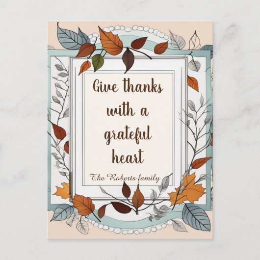 Geef bedankt. Gepersonaliseerd, Thanksgiving Feestdagenkaart (Voorkant)