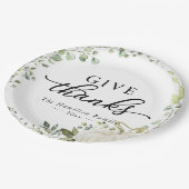 Geef Bedankt Greenery Pumpkin Thanksgiving Dinner Papieren Bordje (Gekanteld)