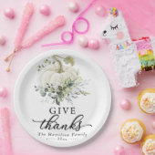 Geef Bedankt Greenery White Pumpkin Thanksgiving Papieren Bordje (Feest)