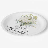 Geef Bedankt Greenery White Pumpkin Thanksgiving Papieren Bordje (Gekanteld)