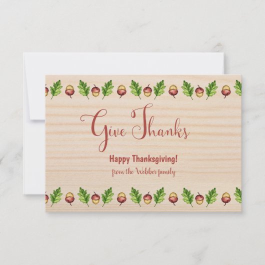 Geef Bedankt Happy Thanksgiving Eikels Custom Kaart (Voorkant)