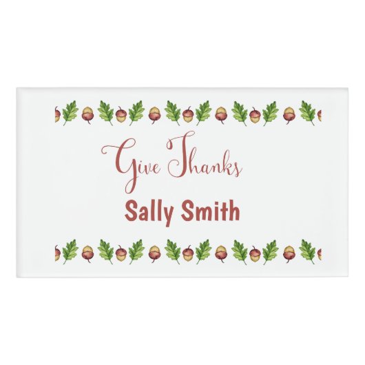 Geef Bedankt Happy Thanksgiving  Naambadge (Voorkant)