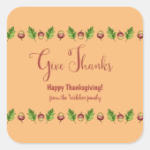 Geef Bedankt Happy Thanksgiving  Vierkante Sticker (Voorkant)