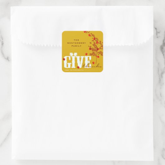 Geef Bedankt Herfst Autumn Maple Thanksgiving Vierkante Sticker (Tas)