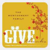 Geef Bedankt Herfst Autumn Maple Thanksgiving Vierkante Sticker (Voorkant)