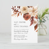 Geef Bedankt Herfst Bloemen Thanksgiving Diner Kaart (Staand voorkant)