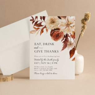 Geef Bedankt Herfst Bloemen Thanksgiving Diner Kaart