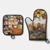 Geef bedankt herfst bloemenmulti foto collage fami ovenwant & pannenlap set (Voorkant)