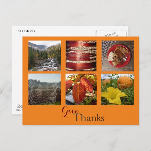 Geef Bedankt (Herfst Collage) Briefkaart (Voorkant / Achterkant)