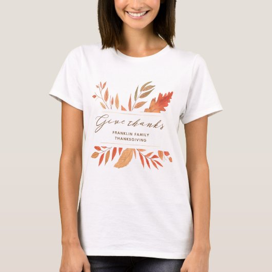 Geef Bedankt Herfst Herfst bladeren Thanksgiving T-shirt (Voorkant)