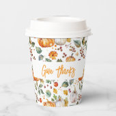 GEEF BEDANKT Herfst Herfst Pompoenen & Bladeren Va Papieren Bekers (Achterkant)