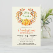 Geef Bedankt Herfst Pompoen Thanksgiving Diner Kaart (Staand voorkant)