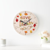 Geef Bedankt Herfst Rustic Thanksgiving Monogram Grote Klok (Huis)