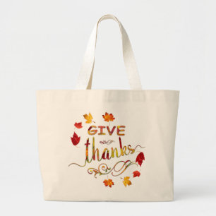Geef Bedankt Herfst Rustic Thanksgiving Monogram Grote Tote Bag