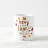 Geef Bedankt Herfst Rustic Thanksgiving Monogram Koffiemok (Center)