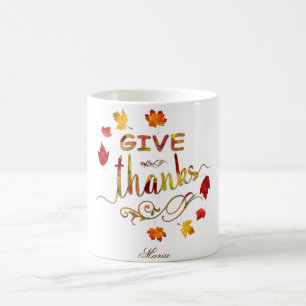 Geef Bedankt Herfst Rustic Thanksgiving Monogram Koffiemok