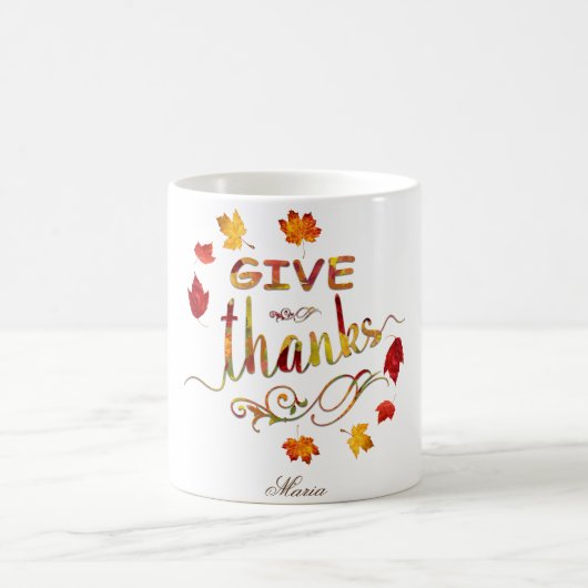 Geef Bedankt Herfst Rustic Thanksgiving Monogram Koffiemok (Center)