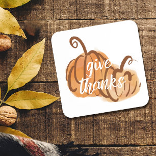 Geef Bedankt Herfst Waterverf Pompoen Thanksgiving Bier Onderzetter
