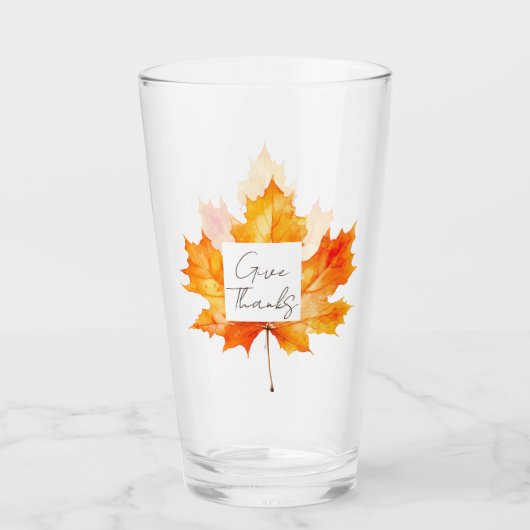 Geef Bedankt Herfstbladeren Thanksgiving Glas (Achterkant)