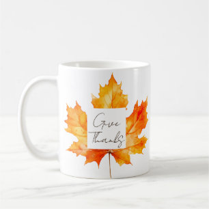 Geef Bedankt Herfstbladeren Thanksgiving Koffiemok