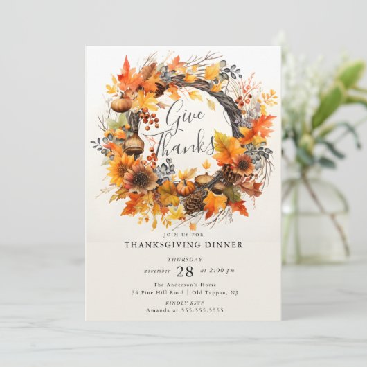 Geef bedankt herfstkrans Thanksgiving Kaart (Staand voorkant)