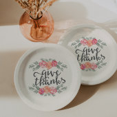 Geef Bedankt | Ivoor Floral Waterverf Thanksgiving Papieren Bordje