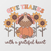 Geef Bedankt kalkoen raambekleding Raamsticker (Vel)